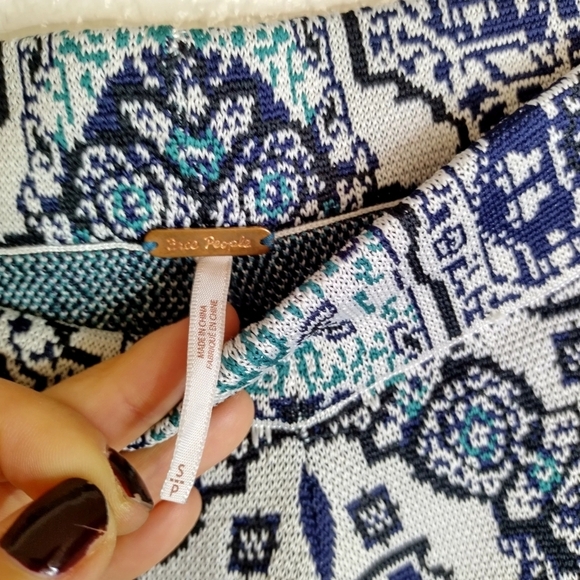 Free People Sun In The West knitted wide leg trousers in cream Blue Sz S - Picture 6 of 11